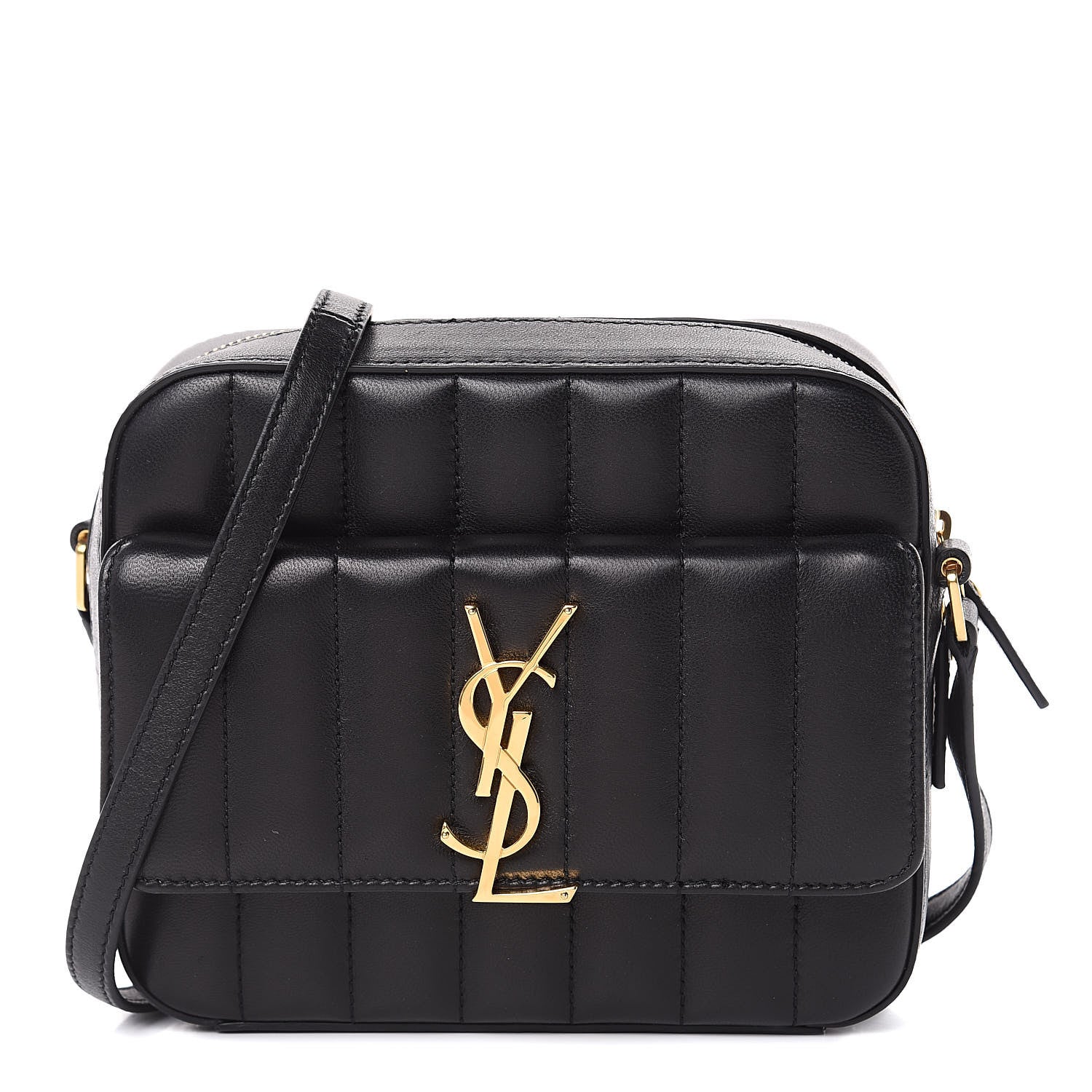 Saint Laurent Lambskin Matelasse Monogram Vicky Camera Bag Black 1 of 10