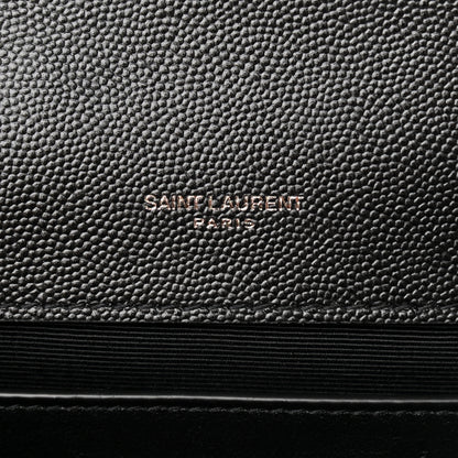 Saint Laurent Grain De Poudre Textured Mixed Matelasse Triquilt Medium Monogram Satchel Black 6 of 12