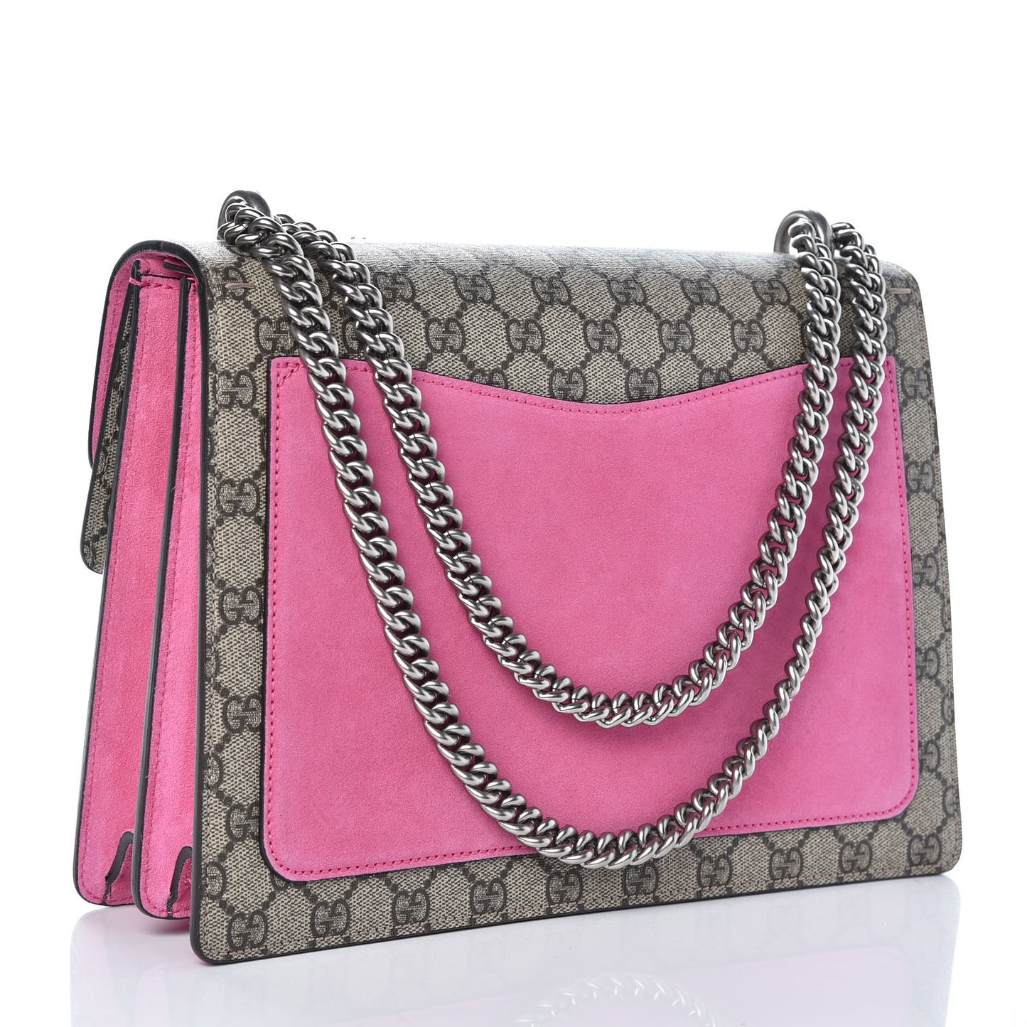 GG Supreme Monogram Suede Pierced Heart Embroidered Medium Dionysus Shoulder Bag Beige Ebony Pink Tropical Flower