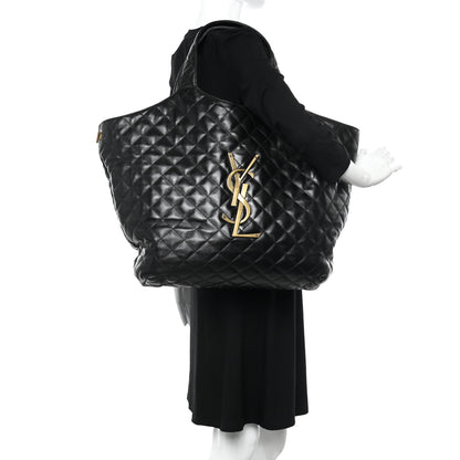 Saint Laurent Lambskin Quilted Maxi Icare Shopping Tote Black 2 of 11