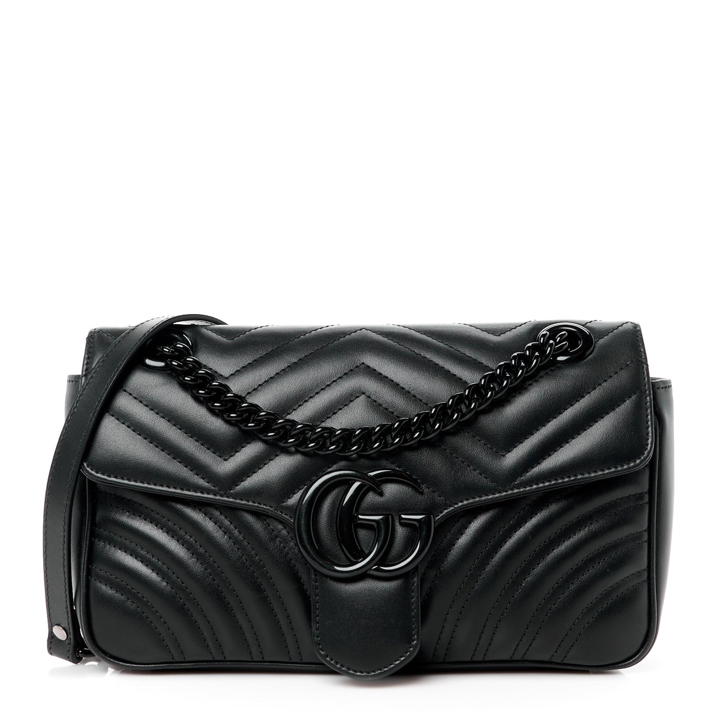 Calfskin Matelasse Monochrome Small GG Marmont Shoulder Bag Black