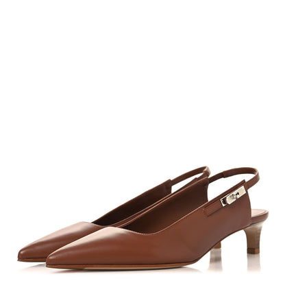 Hermes Nappa Lover 40 Slingback Pumps 38.5 Gold 4 of 10