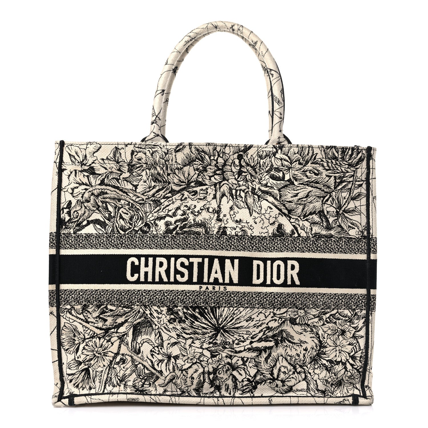 Christian Dior Canvas Embroidered Zodiac Book Tote Latte Multicolor 1 of 14