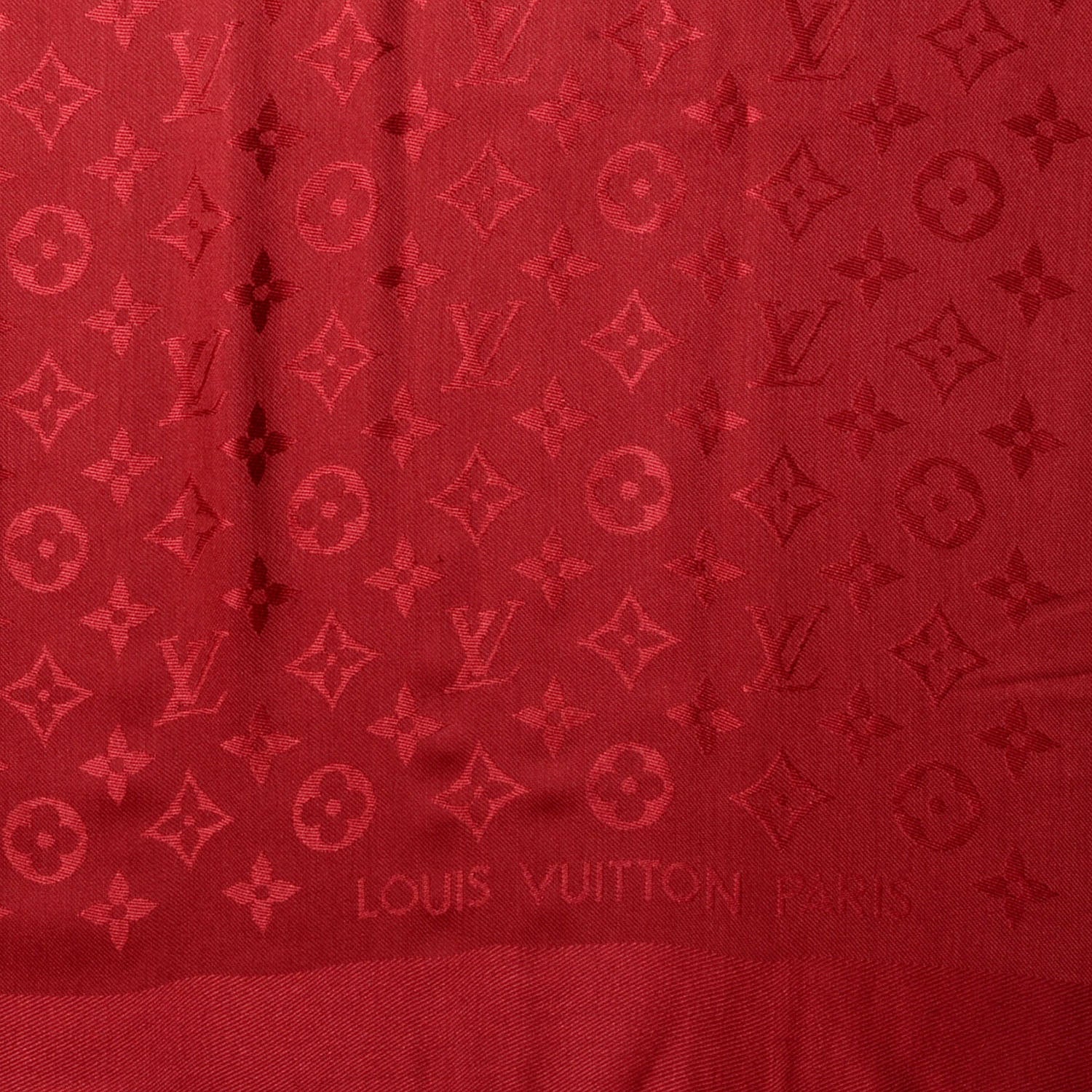 Louis Vuitton Silk Wool Monogram Shawl Pomme D'Amour 1 of 5