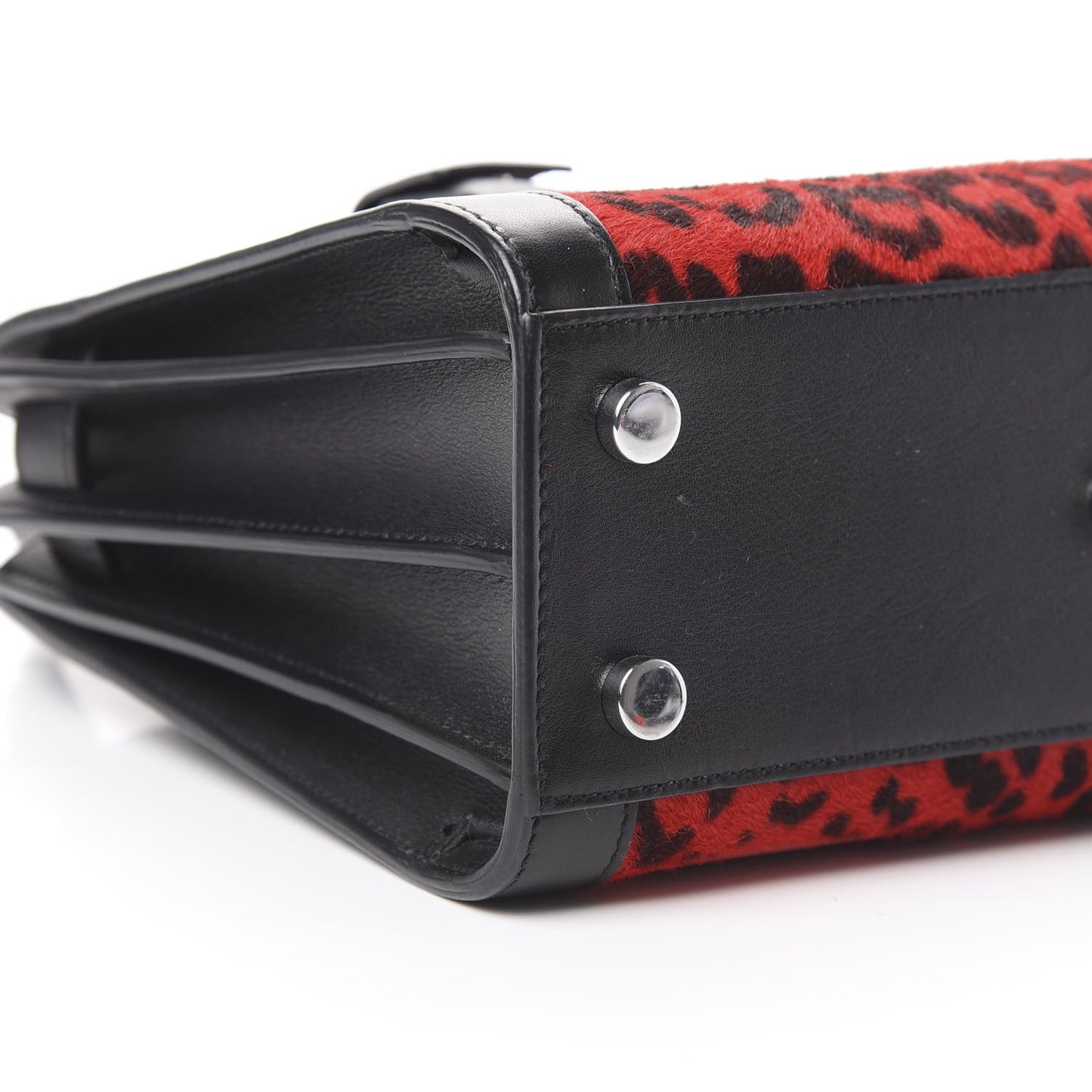 Calf Hair Leopard Printed Nano Sac De Jour Red Black
