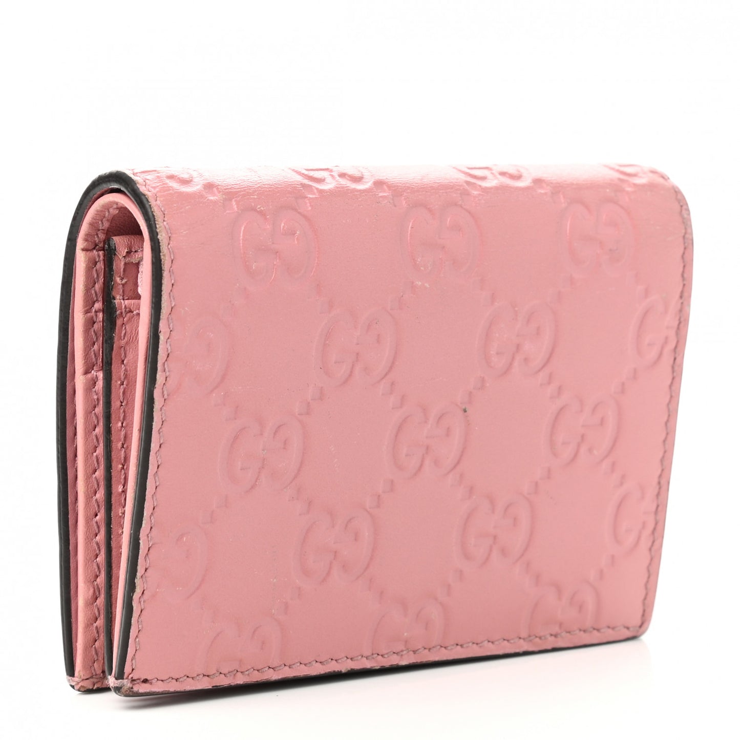 Guccissima Cherries Card Case Wallet Pink