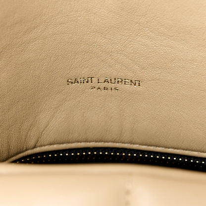 Saint Laurent Lambskin Quilted Medium Loulou Puffer Monogram Chain Satchel Dark Beige 7 of 10