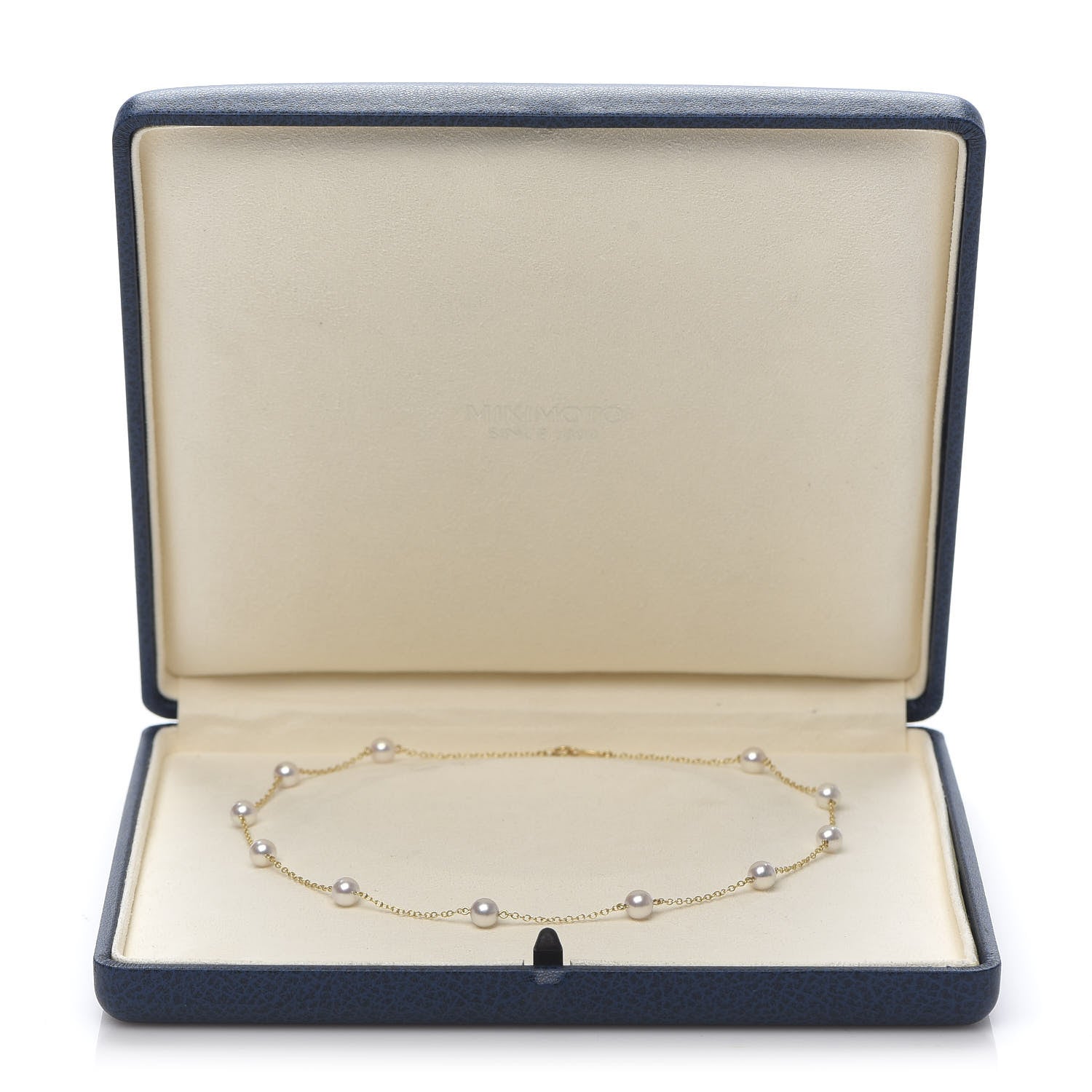 Mikimoto 18K Yellow Gold Akoya Pearl 5.5mm Station Necklace 5 of 5