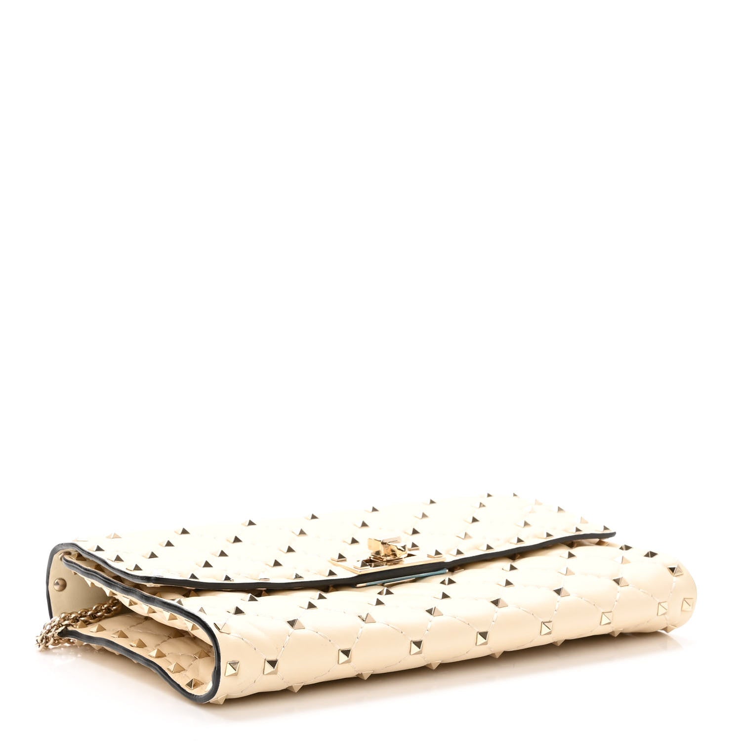 Valentino Garavani Nappa Rockstud Spike Wallet on Chain Light Ivory 4 of 9
