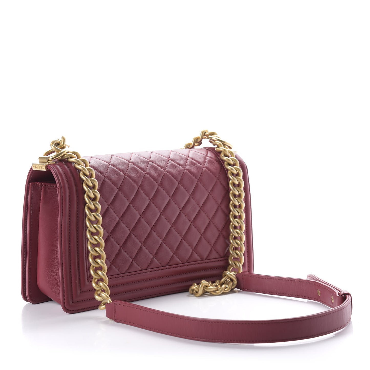 Lambskin Quilted Medium Boy Flap Red