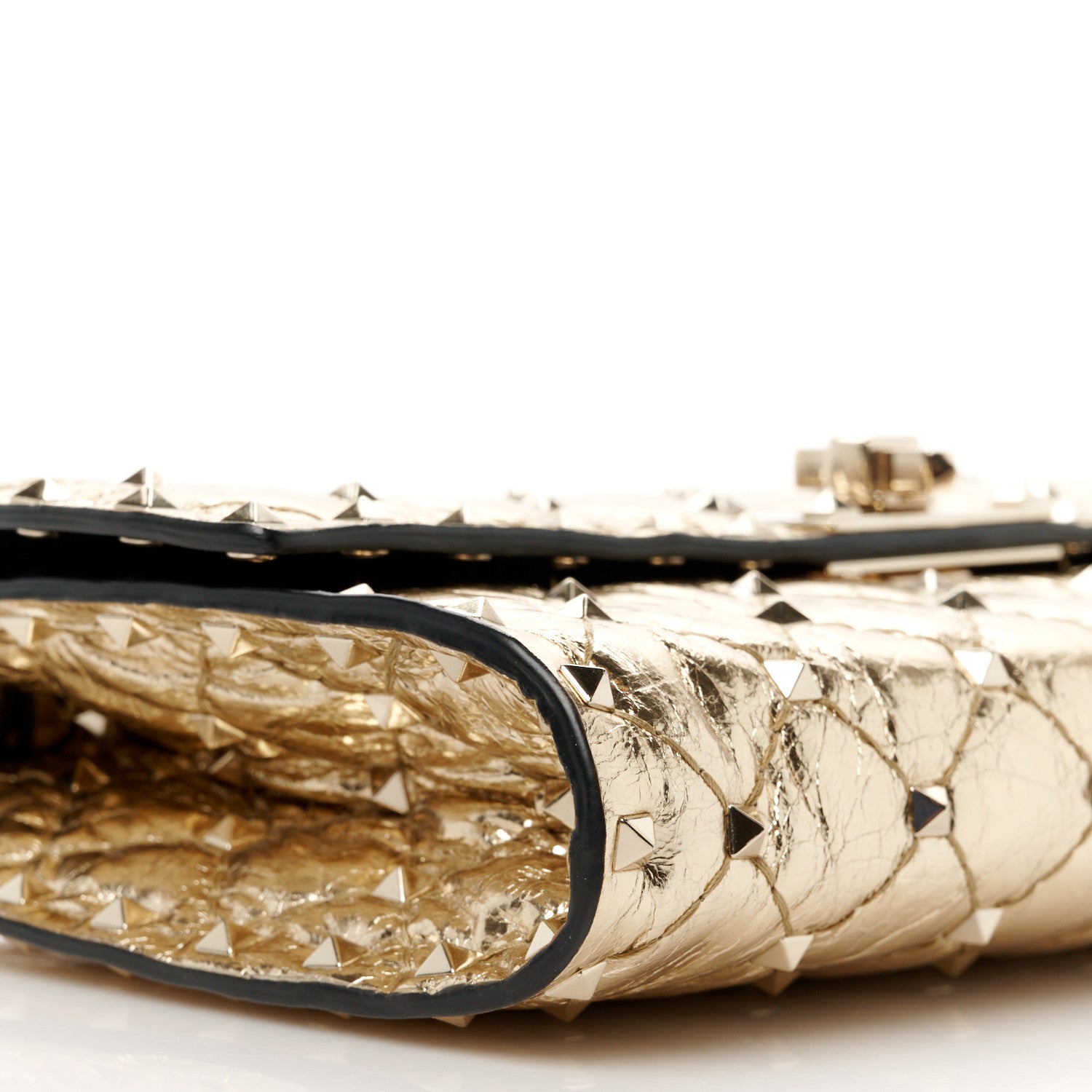 Valentino Garavani Metallic Nappa Rockstud Spike Wallet on Chain Mekong 10 of 11