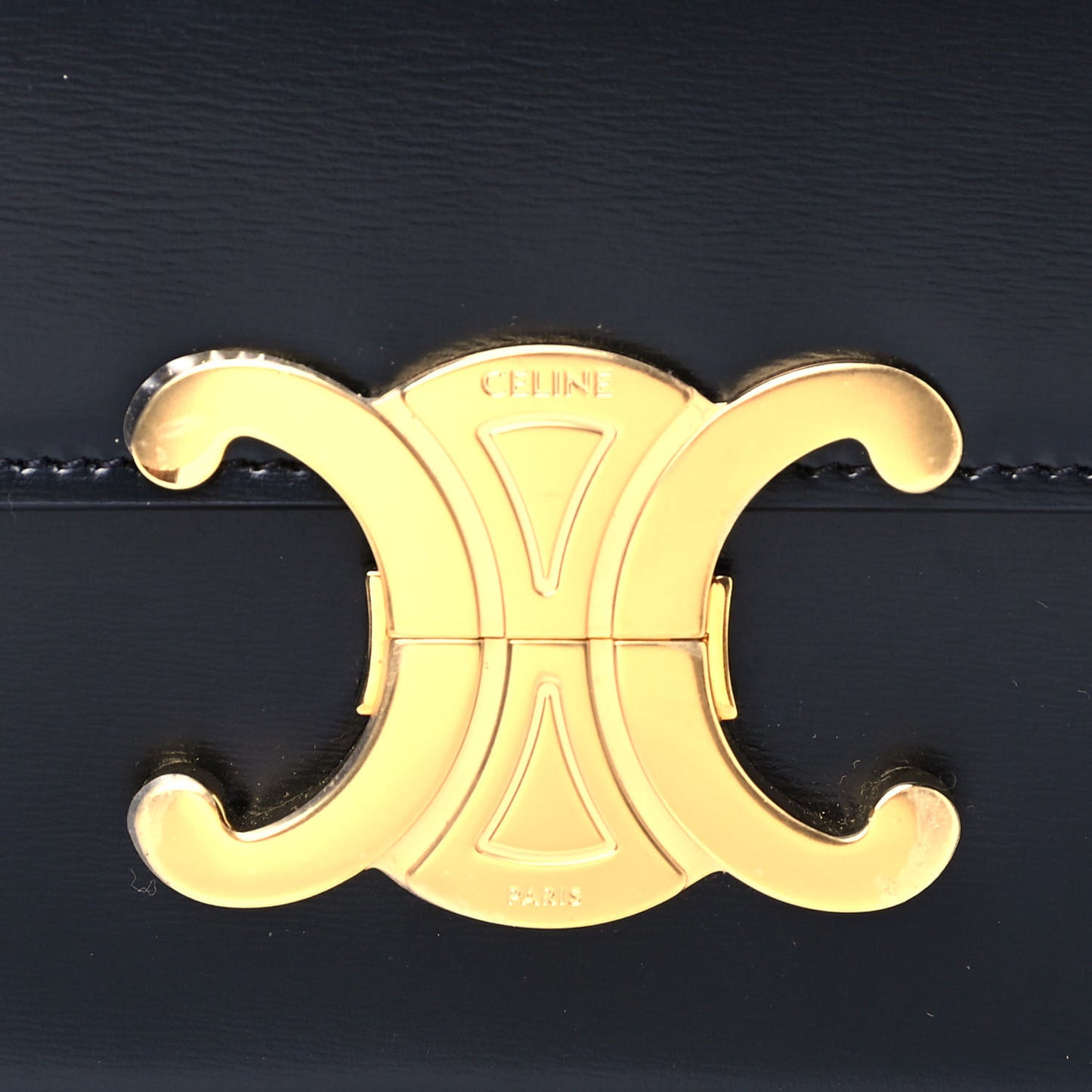 Shiny Calfskin Triomphe Shoulder Bag Black