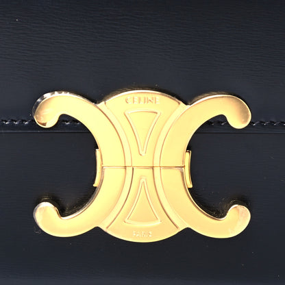 Celine Shiny Calfskin Triomphe Shoulder Bag Black 8 of 12