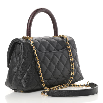 Chanel Caviar Lizard Embossed Quilted Mini Coco Handle Flap Black 3 of 11
