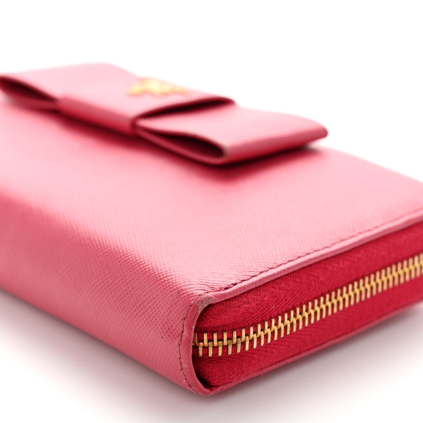 Saffiano Fiocco Bow Zip Around Wallet Peonia
