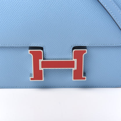 Hermes Epsom Constance 18 Bleu Du Nord Rouge De Coeur 9 of 9
