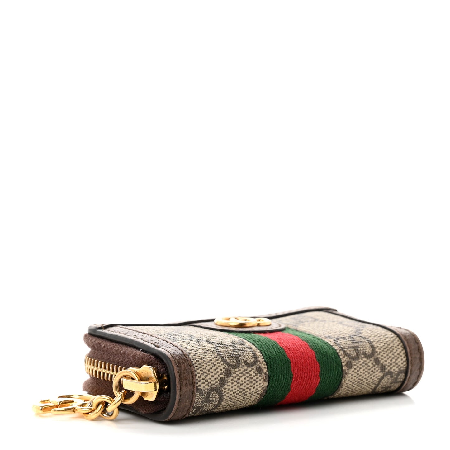 GG Supreme Monogram Web Ophidia Zip Around Key Case Beige New Acero