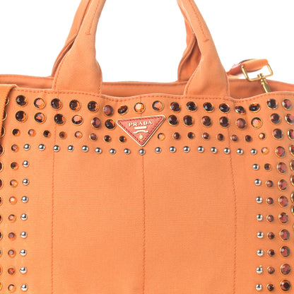 Prada Canapa Crystal Studded Tote Papaya 7 of 9