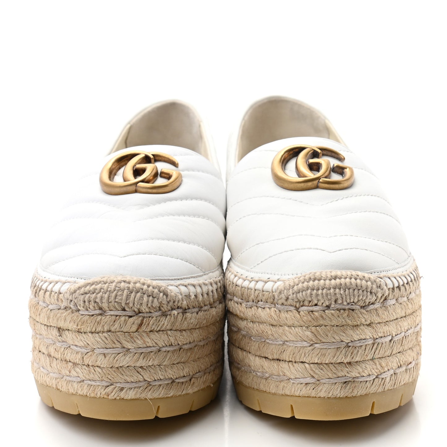 Nappa Matelasse GG Marmont Platform Espadrilles 38 Great White