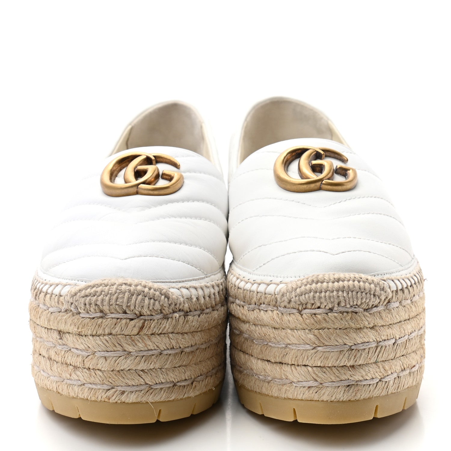 Gucci Nappa Matelasse GG Marmont Platform Espadrilles 38 Great White 2 of 12
