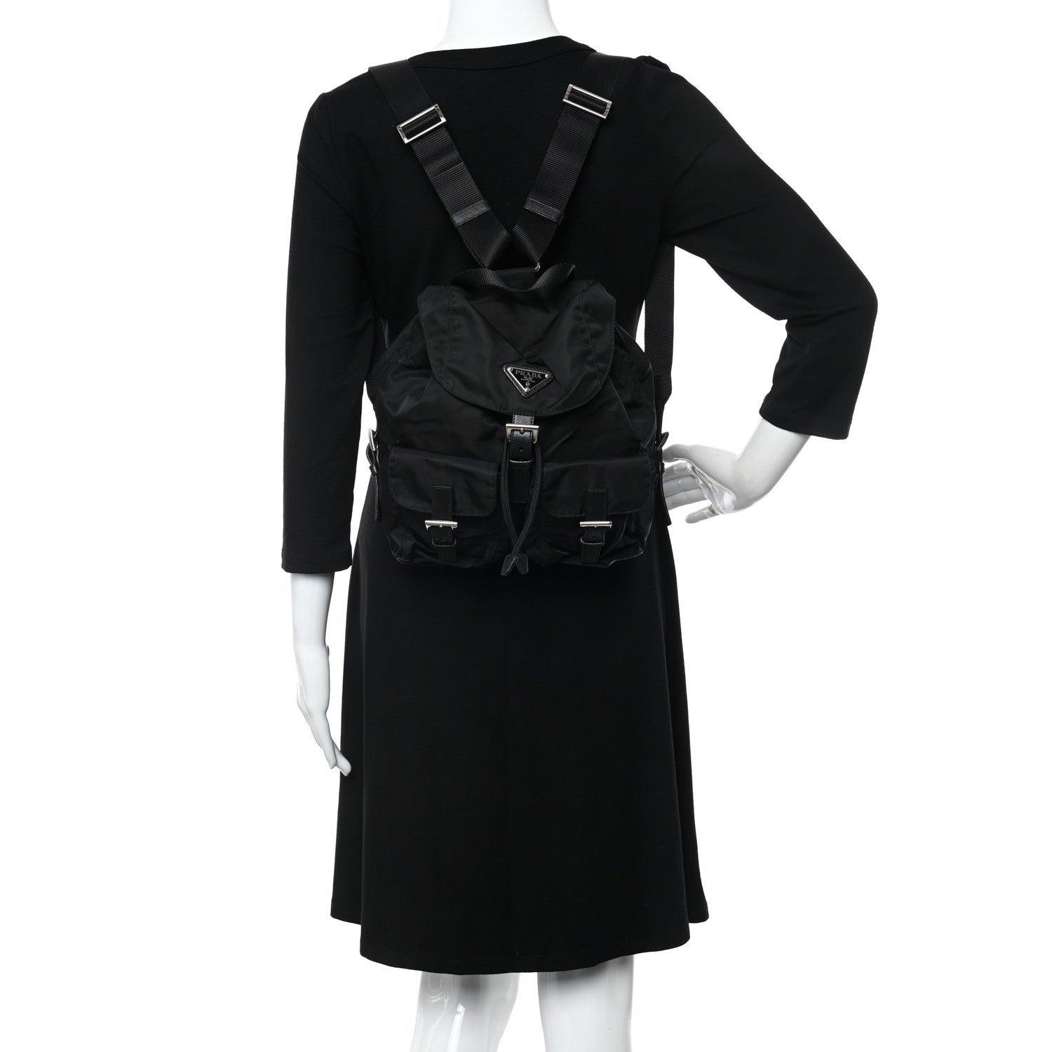 Prada Tessuto Nylon Saffiano Small Backpack Black 2 of 11