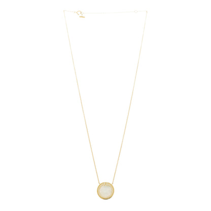 Tiffany 18K Yellow Gold Diamond Mother of Pearl T Circle Pendant Necklace 3 of 6