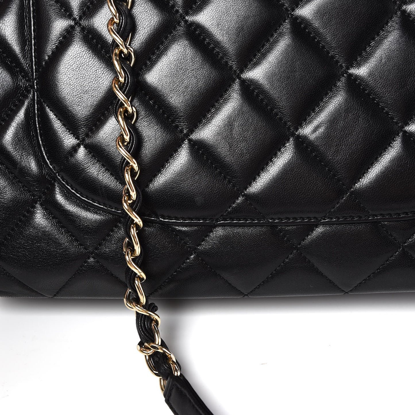 Lambskin Quilted Large Trendy CC Dual Handle Flap Bag Black