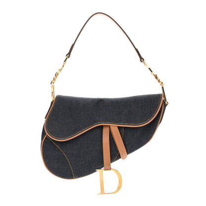 Christian Dior Denim Calfskin Saddle Bag Blue 1 of 10