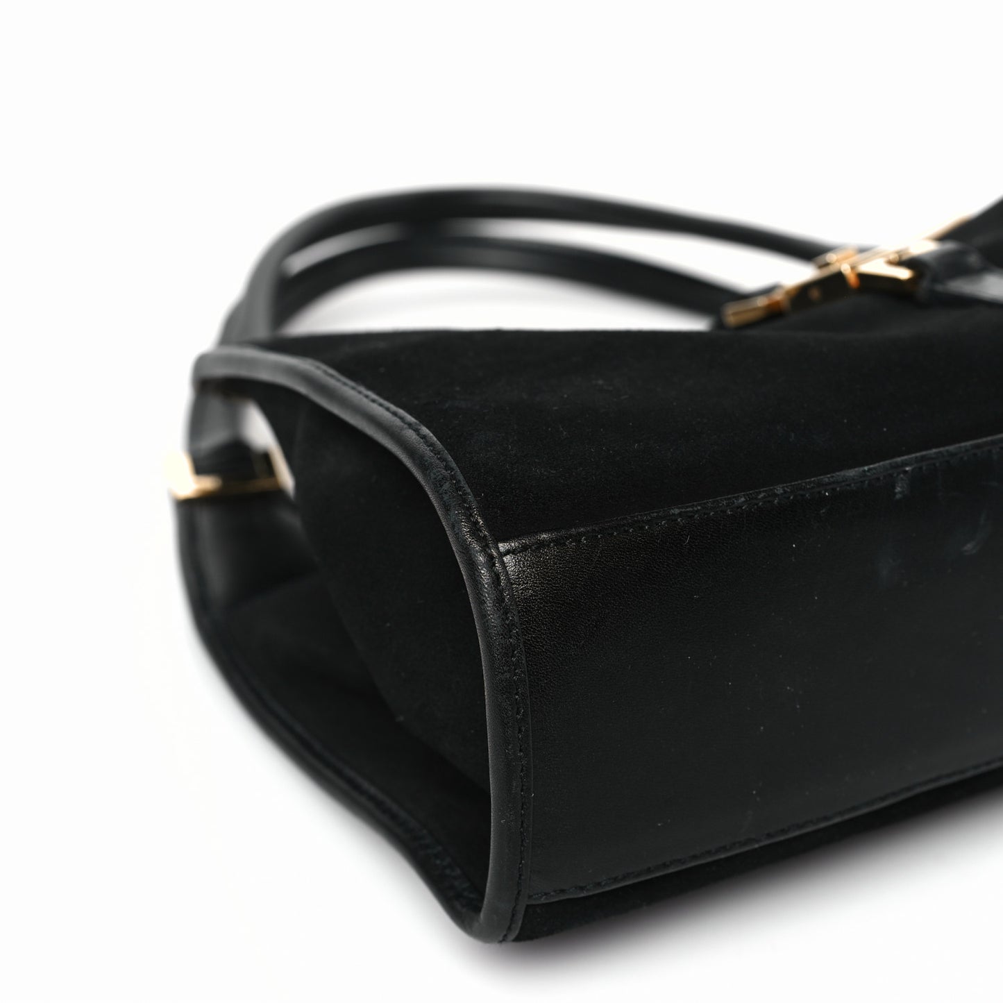 Suede Bardot Shoulder Bag Black