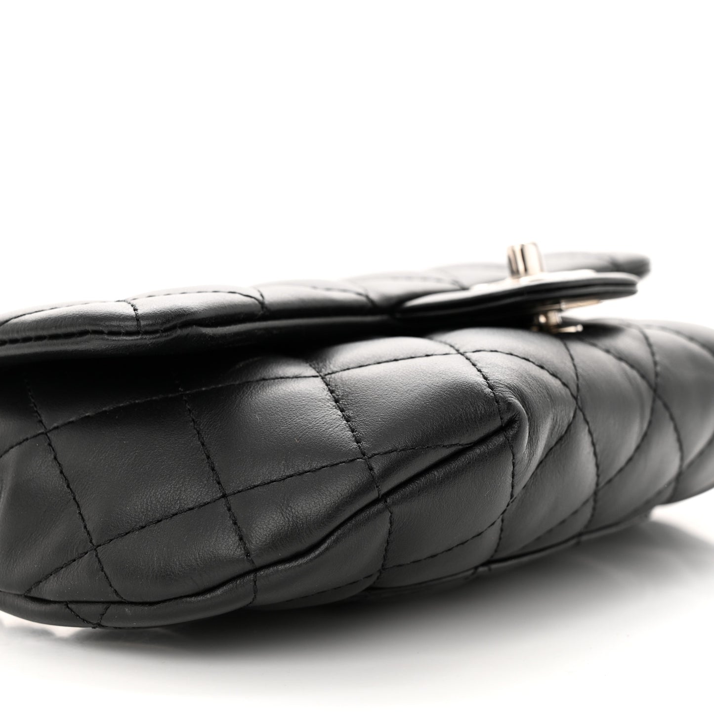 Calfskin Quilted CC Uniform Flap Belt Bag Black