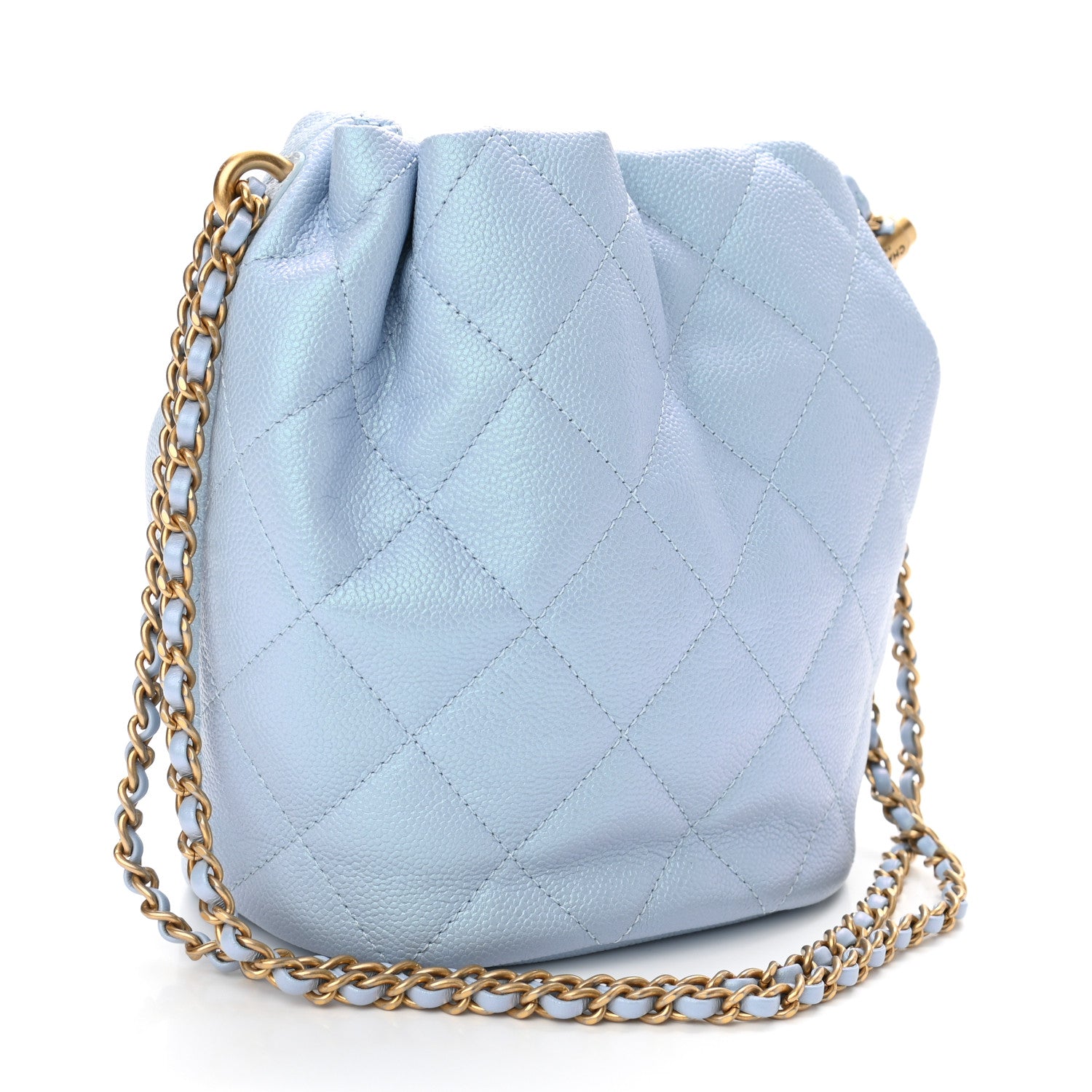 Chanel Iridescent Caviar Quilted My Perfect CC Bucket Drawstring Bag Light Blue 3 of 11