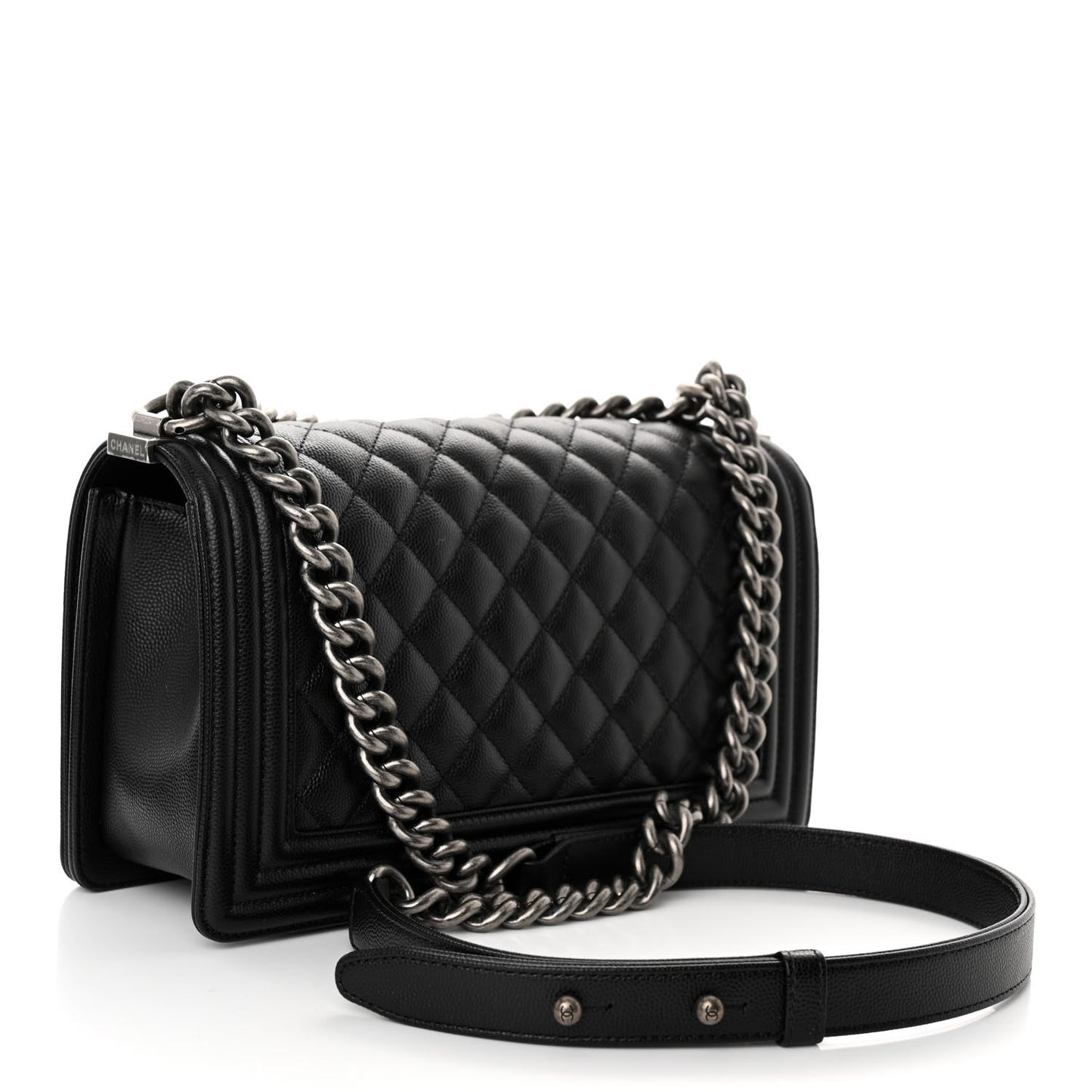 Caviar Quilted Medium Boy Flap Black