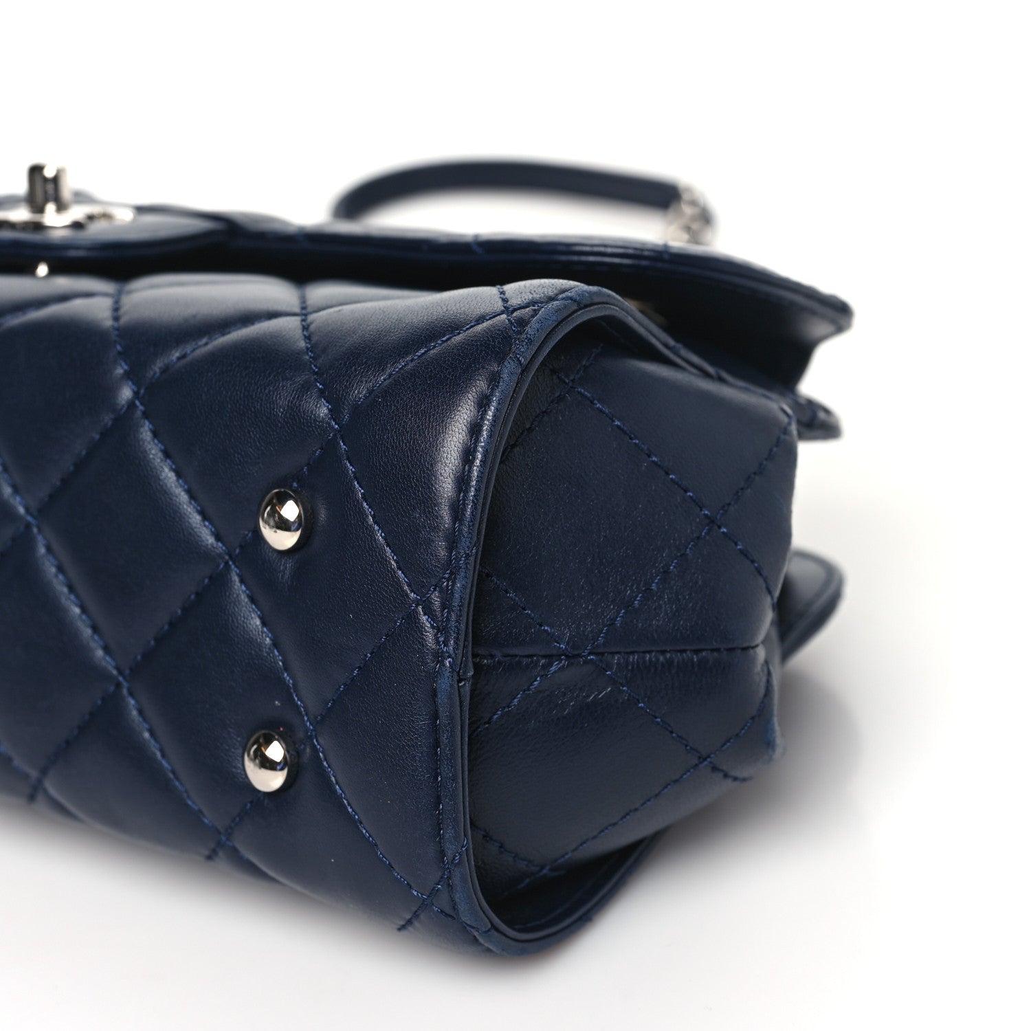 Chanel Calfskin Quilted Kisslock Frame Chain Bag Navy 10 of 10