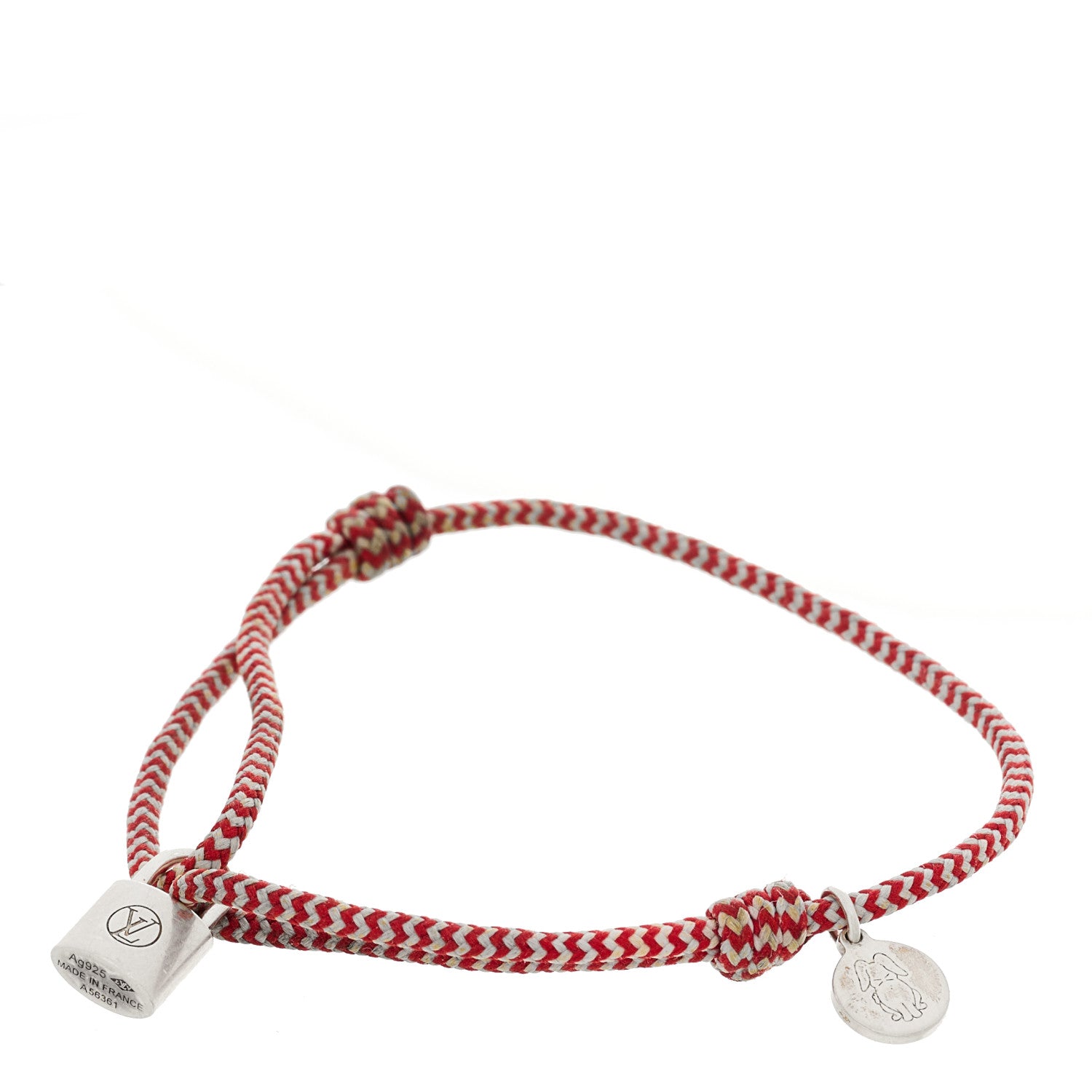 Louis Vuitton X UNICEF Sterling Silver Lockit Bracelet Red White 2 of 4