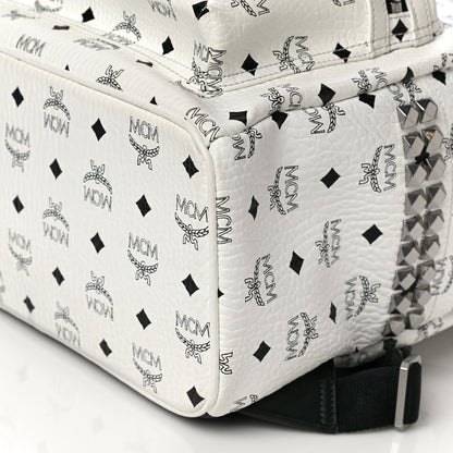 MCM Visetos Medium Side Studs Stark Backpack White 10 of 17