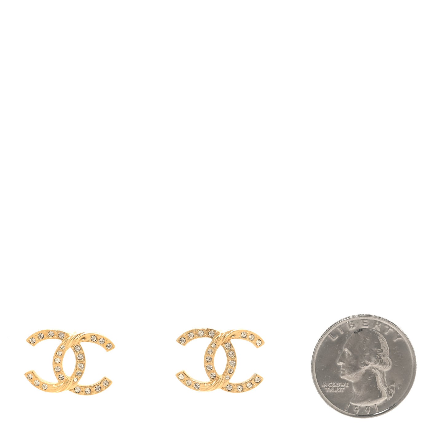 Crystal Large CC Earrings Gold