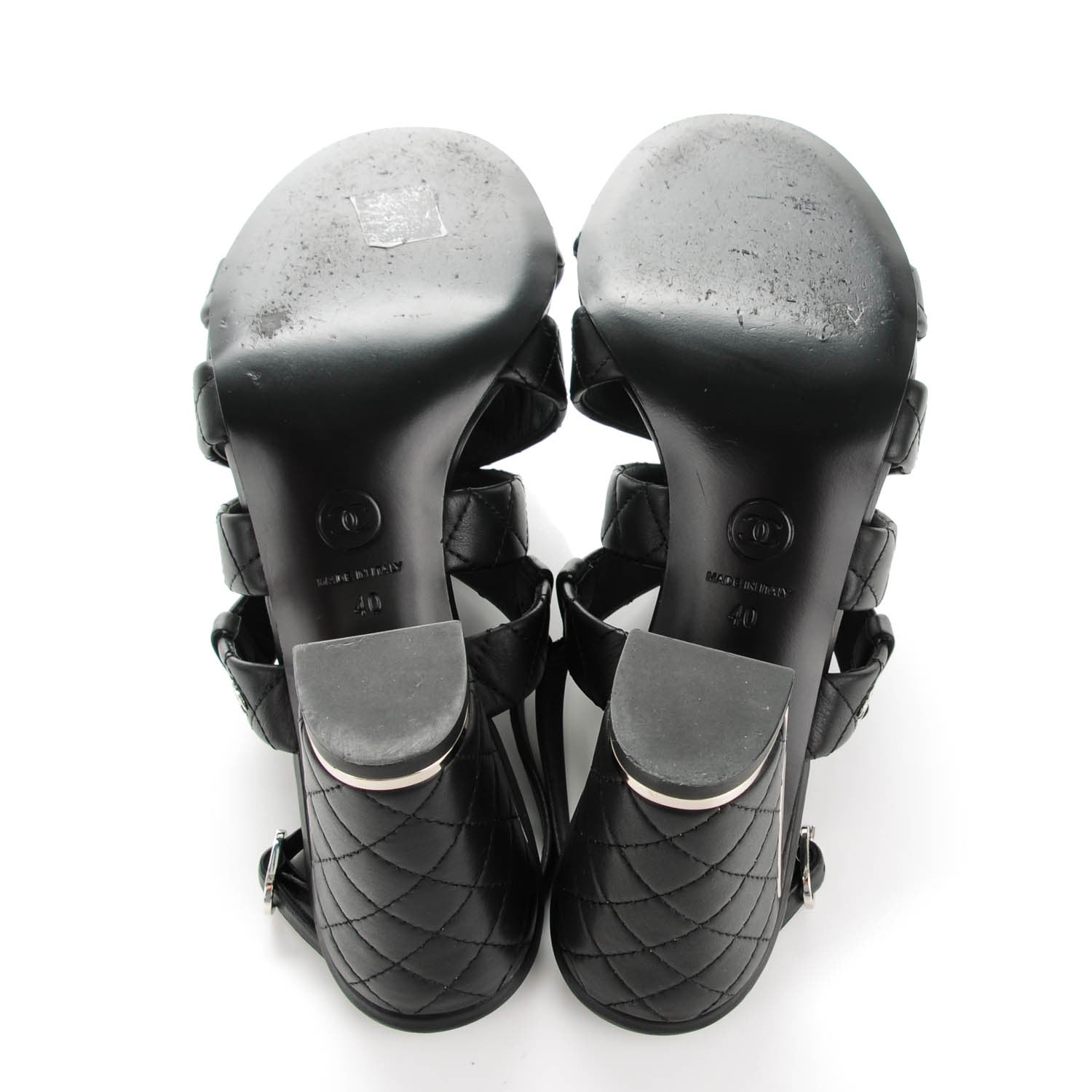 Chanel Calfskin Quilted Sandals 40 Black 5 of 9