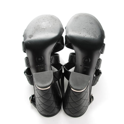 Chanel Calfskin Quilted Sandals 40 Black 5 of 9
