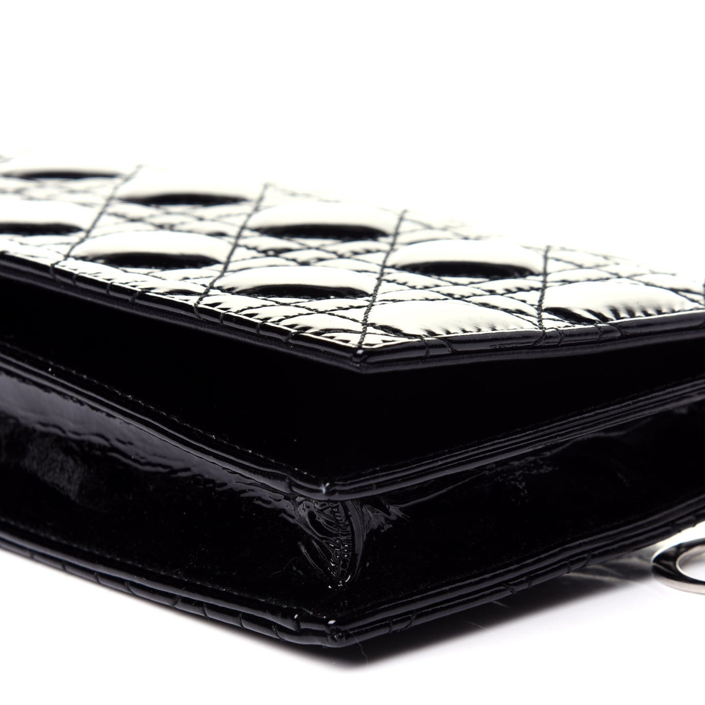 Patent Cannage Lady Dior Convertible Clutch Black