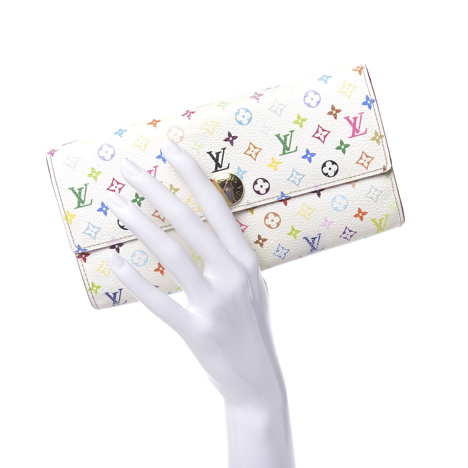 Louis Vuitton Monogram Multicolor Sarah Wallet White Litchi 2 of 15