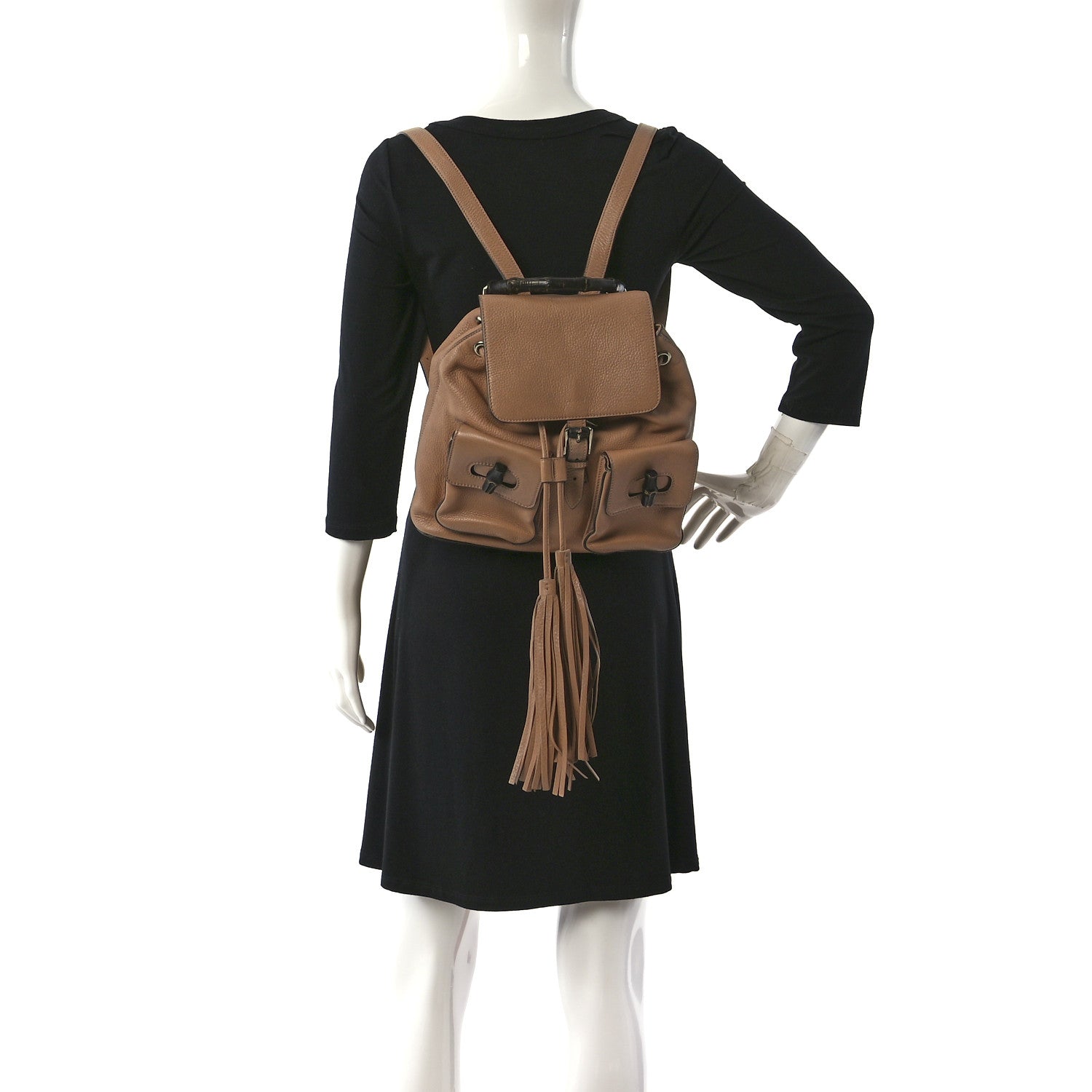 Gucci Cellarius Calfskin Medium Bamboo Backpack Camelia 2 of 19