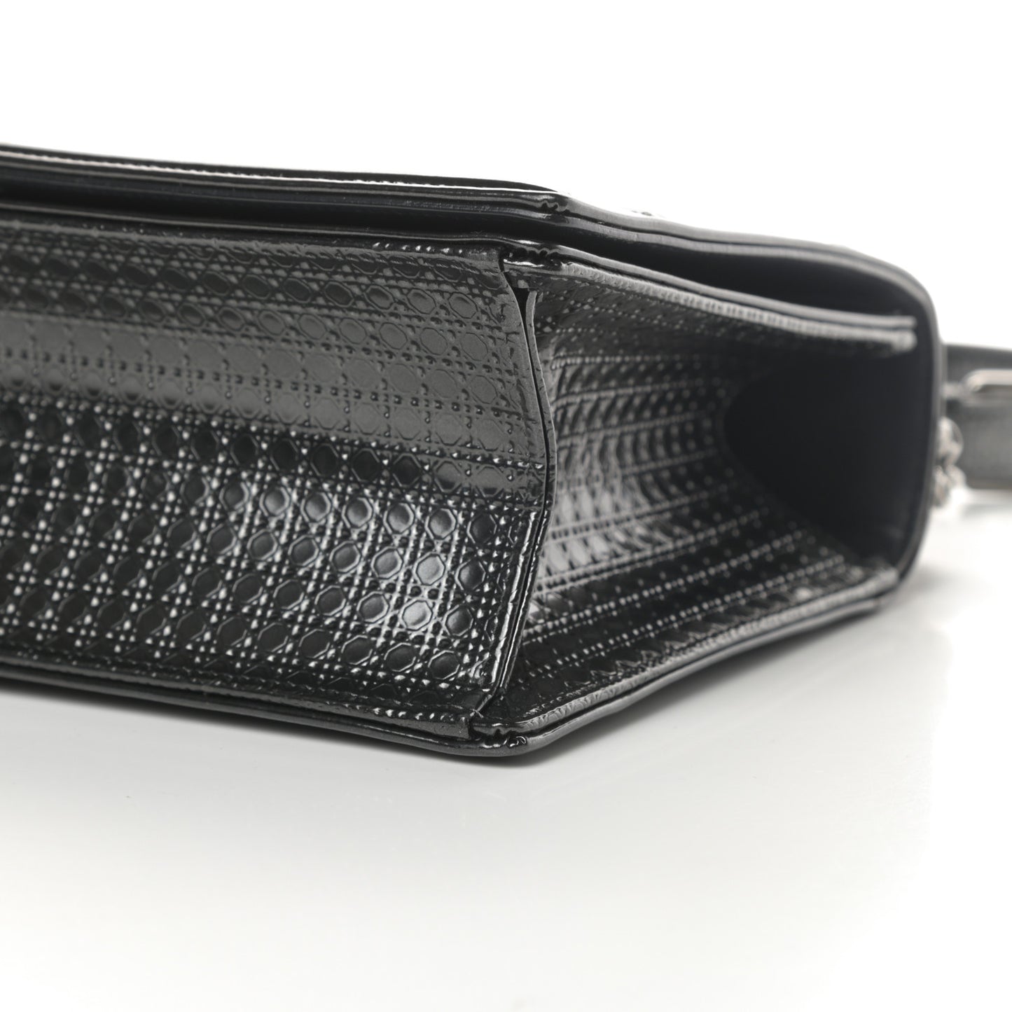 Metallic Patent Micro-Cannage Medium Diorama Flap Bag Onyx Black