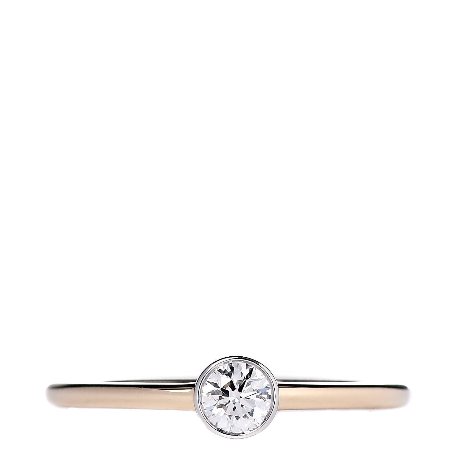 Tiffany Platinum 18K Yellow Gold Diamond .17ct Bezet Ring 49 5 1 of 4