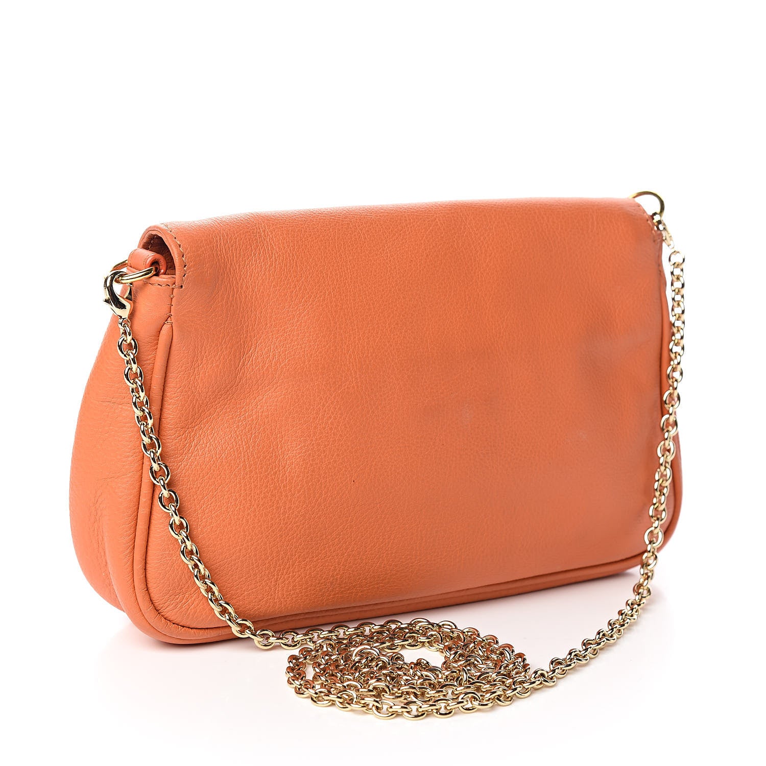 Fendi Vitello Flamingo Fendista Pouchette Crossbody Arancio 3 of 9