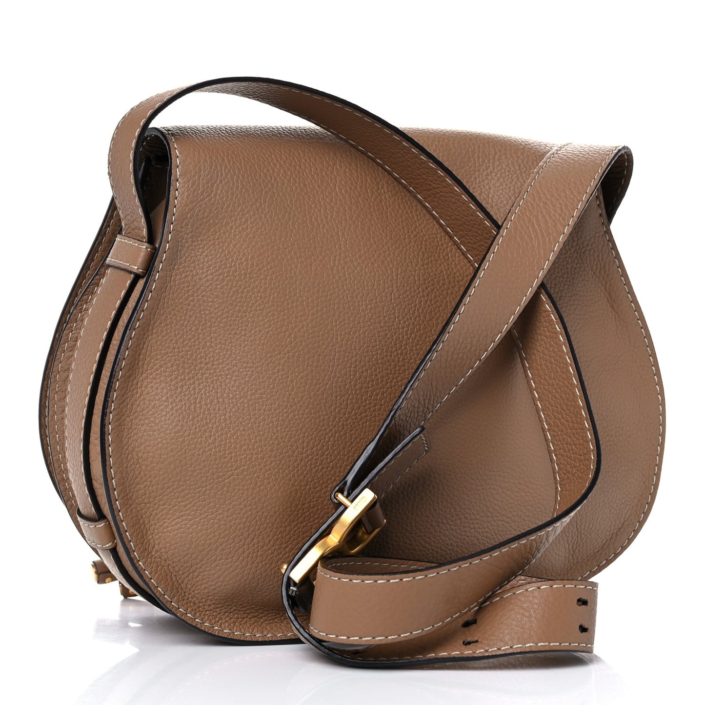 Calfskin Medium Marcie Round Crossbody Bag Nut