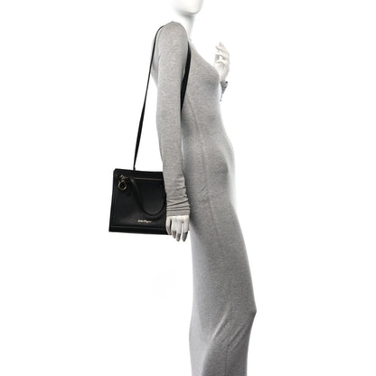 Salvatore Ferragamo Grained Calfskin Double Handle Small Amy Tote Black 2 of 9