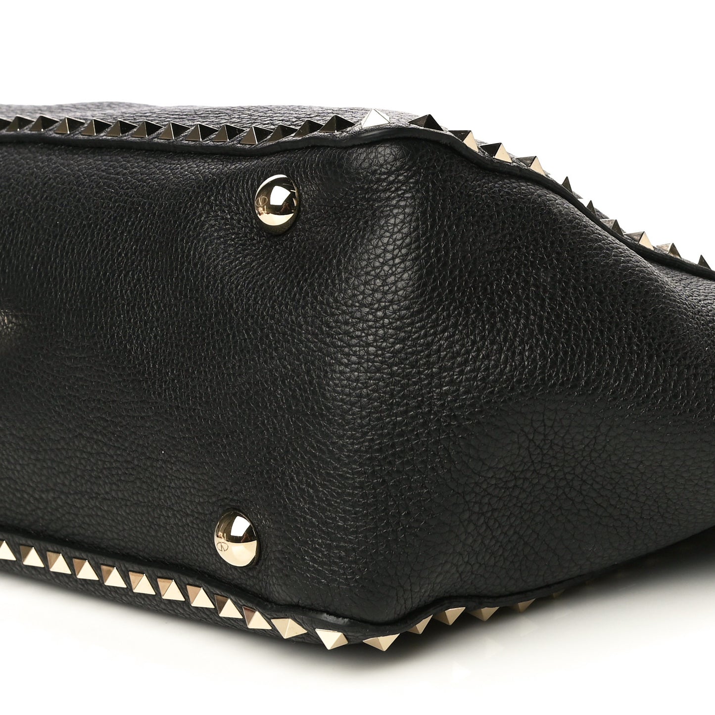 Pebbled Calfskin Medium Rockstud Tote Black