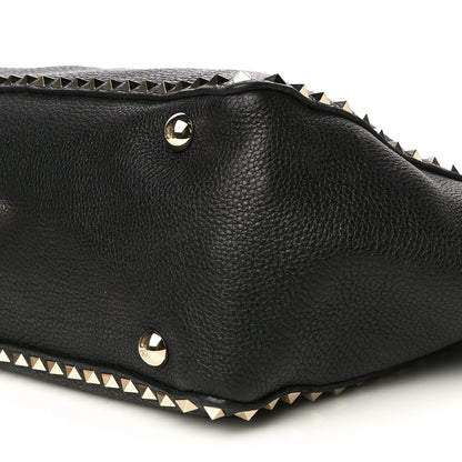 Valentino Garavani Pebbled Calfskin Medium Rockstud Tote Black 9 of 10