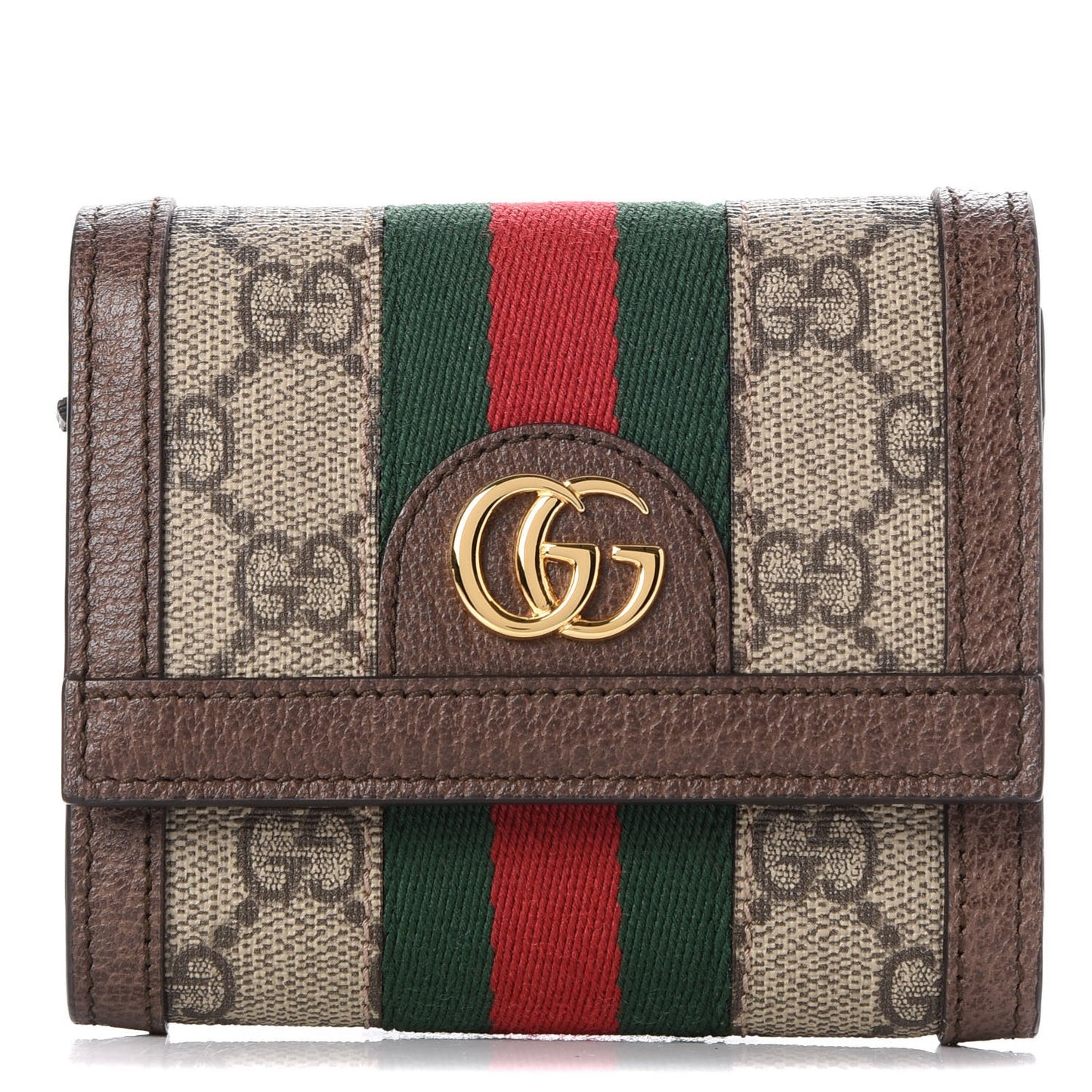 GG Supreme Monogram Web Ophidia French Flap Wallet Beige New Acero