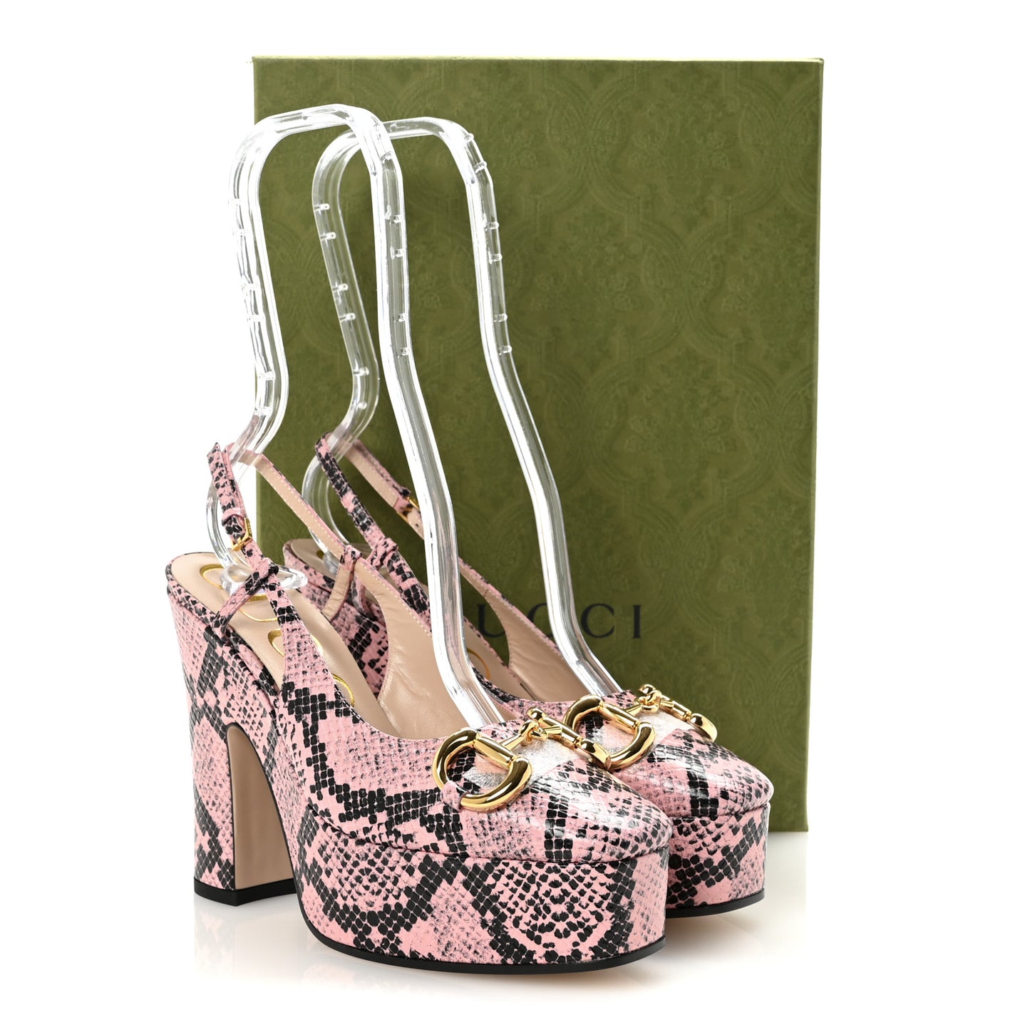 Calfskin Python Print Horsebit Platform 35/120mm Slingback Pumps 35 Wild Rose